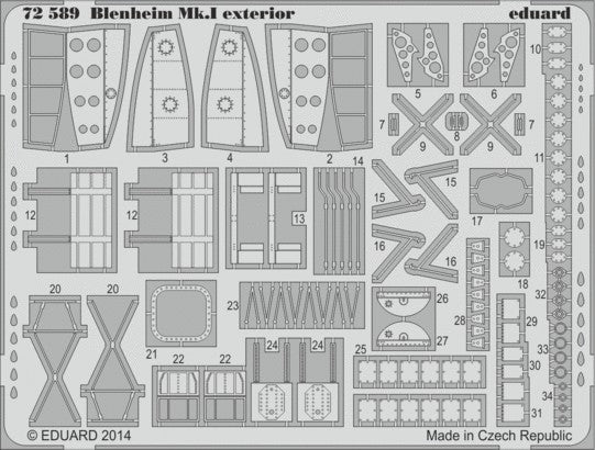 Eduard 72589 1/72 Aircraft- Blenheim Mk I Exterior for ARX