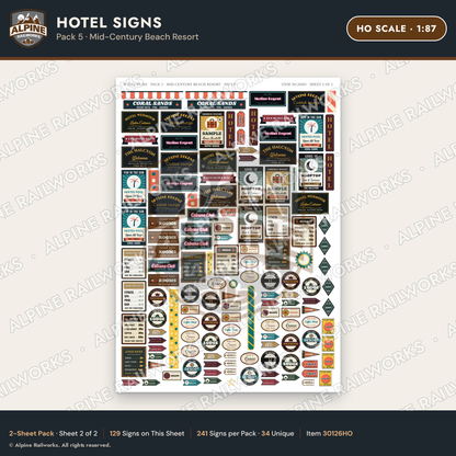 Alpine Railworks 30126HO HO Scale Hotel Signs