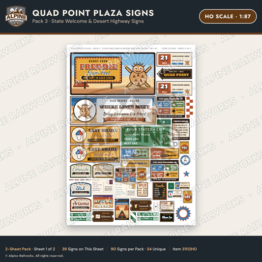 Alpine Railworks 31112HO HO Scale Roadside Signs - Four Corners
