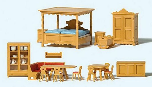 Preiser 17710 HO Scale Country House Furniture Set -- Assembled