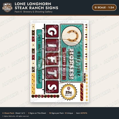 Alpine Railworks 30767G G Scale Roadside Signs - Big Steakhouse