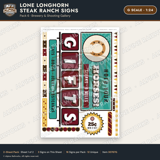Alpine Railworks 30767G G Scale Roadside Signs - Big Steakhouse
