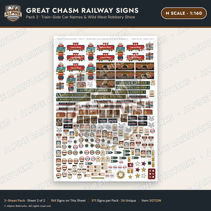 Alpine Railworks 30723N N Scale Tourist Signs - Canyon Railway
