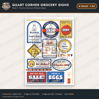Alpine Railworks 30913G G Scale Roadside Signs - Milk Bottle Grocery