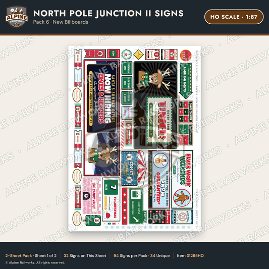 Alpine Railworks 31265HO HO Scale Christmas Town Signs - Billboards