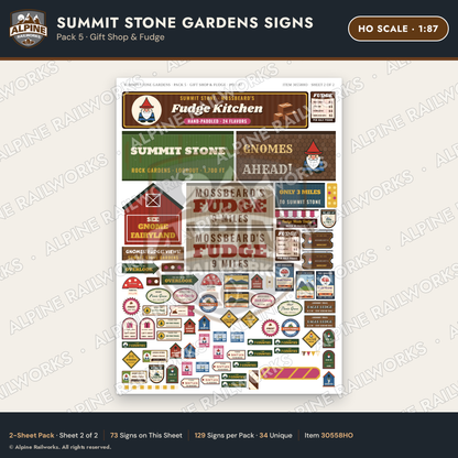 Alpine Railworks 30558HO HO Scale Roadside Signs - Rock Garden