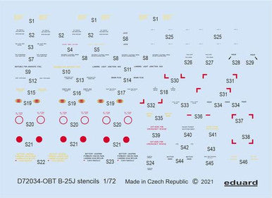 Eduard D72034 1/72 Decal B-25J Stencils for Hasegawa/Revell