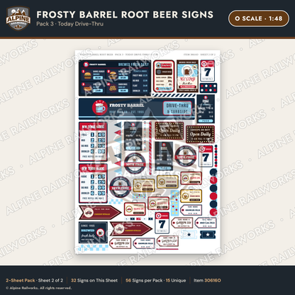 Alpine Railworks 30616O O Scale Fast Food Signs - Root Beer Drive-In