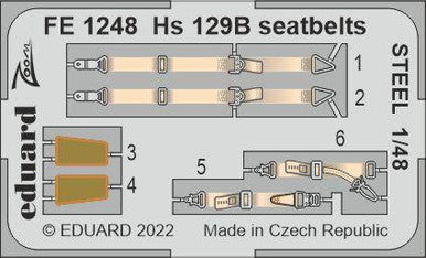 Eduard FE1248 1/48 HS 129B Seatbelts Steel for Hobby 2000/Hasegawa
