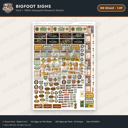 Alpine Railworks 30146HO HO Scale Bigfoot Signs
