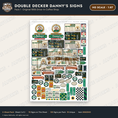 Alpine Railworks 30620HO HO Scale Restaurant Signs - Family Diner