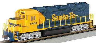 Bachmann 63526 HO Scale EMD GP40 - Standard DC -- Santa Fe #2964 (Warbonnet, blue, yellow)