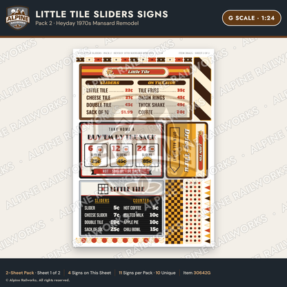 Alpine Railworks 30642G G Scale Fast Food Signs - Slider Burgers