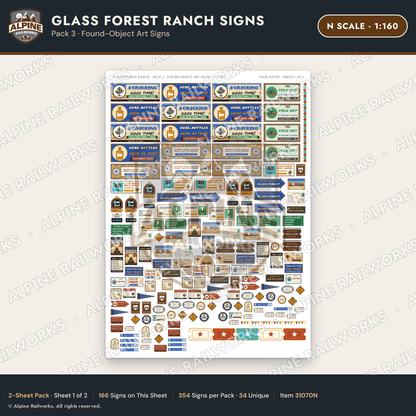 Alpine Railworks 31070N N Scale Roadside Signs - Bottle Tree Ranch
