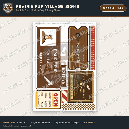 Alpine Railworks 30972G G Scale Roadside Signs - Prairie Dog Town