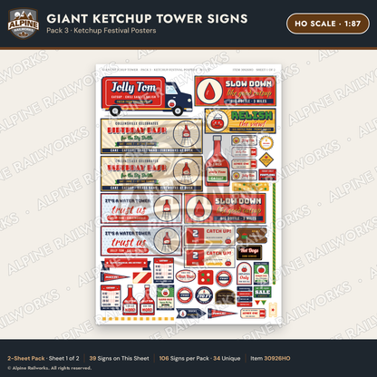 Alpine Railworks 30926HO HO Scale Roadside Signs - Ketchup Bottle