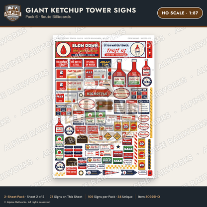 Alpine Railworks 30929HO HO Scale Roadside Signs - Ketchup Bottle
