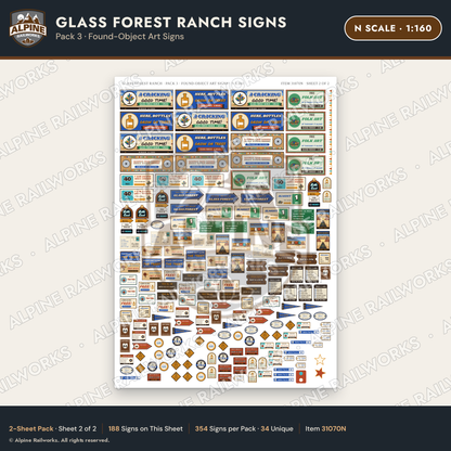 Alpine Railworks 31070N N Scale Roadside Signs - Bottle Tree Ranch