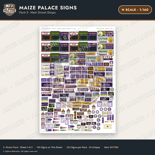 Alpine Railworks 30778N N Scale Roadside Signs - Corn Palace