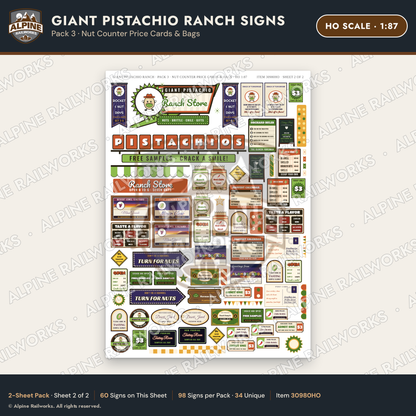 Alpine Railworks 30980HO HO Scale Roadside Signs - Giant Pistachio