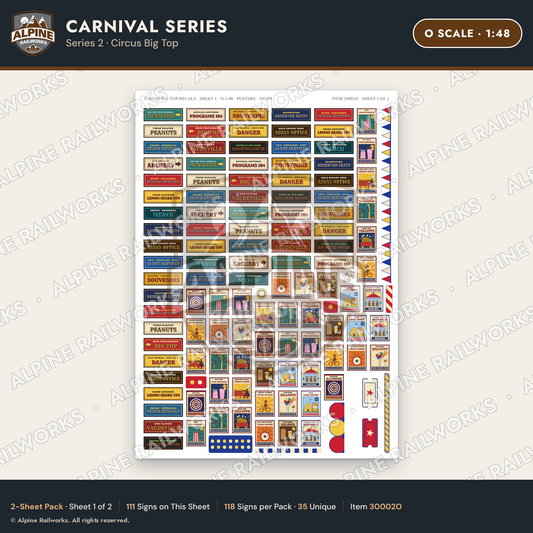 Alpine Railworks 30002O O Scale Carnival Signs - Circus Big Top