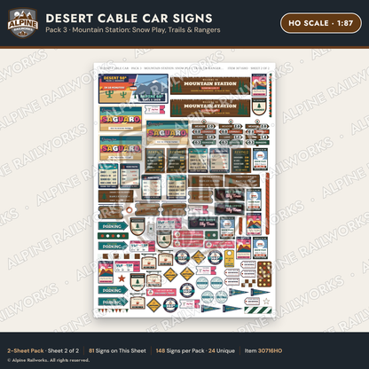 Alpine Railworks 30716HO HO Scale Tourist Signs - Desert Cable Car