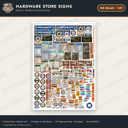 Alpine Railworks 30121HO HO Scale Hardware Store Signs