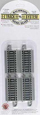 Bachmann 44512 HO Scale E-Z Track Straight Track Nickel Silver Gray