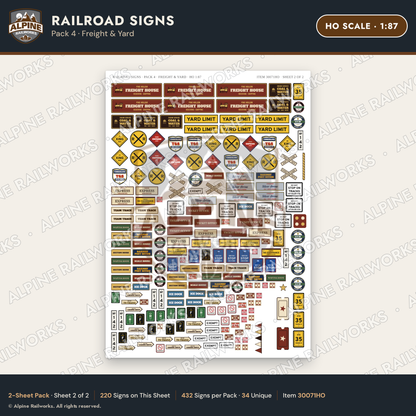 Alpine Railworks 30071HO HO Scale Railroad Signs - Freight & Yard