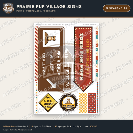 Alpine Railworks 30974G G Scale Roadside Signs - Prairie Dog Town