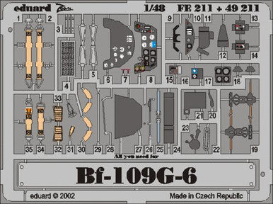 Eduard FE211 1/48 Bf 109G-6 for Hasegawa Photo Etch Detail Set