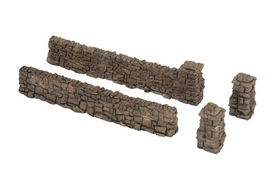 Noch 13170 HO Scale Rock Wall -- 12 Pieces, Total Length 28-3/8" 72cm, 5/8" 1.6c