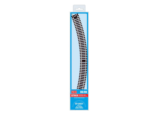 Peco ST-2031 HO Scale Code 100 Nickel Silver Double 45-Degree Curved
