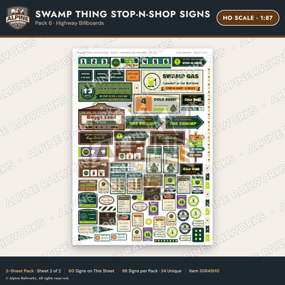 Alpine Railworks 30845HO HO Scale Roadside Signs - Swamp Monster Store