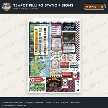 Alpine Railworks 30909O O Scale Roadside Signs - Teapot Gas Station