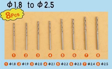Trumpeter Scale Models 9956 Twist Drilling Auger Bit Set #3 (8pcs) 1.8mm-2.5mm