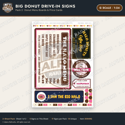 Alpine Railworks 30949G G Scale Roadside Signs - Giant Donut Shop
