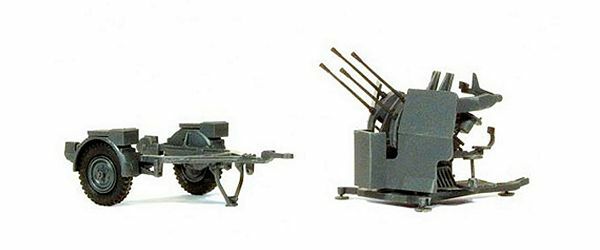 Preiser 16582 HO Scale Former German Army WWII - Anti-Aircraft Gun Unpainted