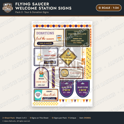Alpine Railworks 31088G G Scale Roadside Signs - UFO Welcome Center