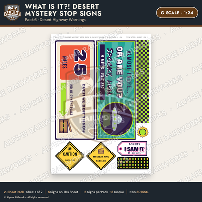 Alpine Railworks 30755G G Scale Roadside Signs - Desert Mystery Stop