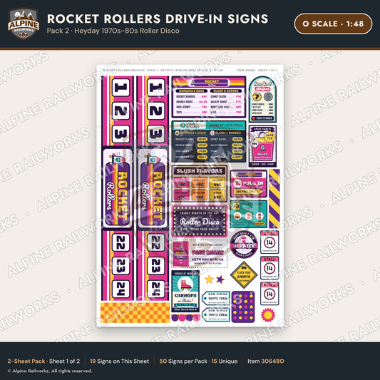 Alpine Railworks 30648O O Scale Fast Food Signs - Carhop Drive-In