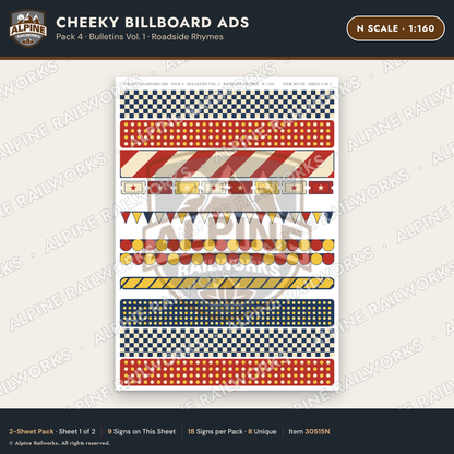 Alpine Railworks 30515N N Scale Cheeky Billboard Ads