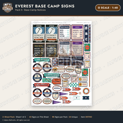 Alpine Railworks 30174O O Scale Everest Base Camp Signs