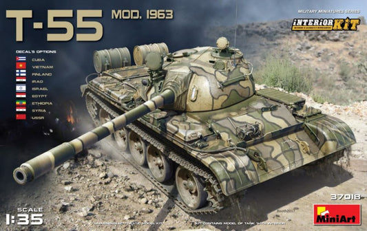 Miniart Models 37018 1/35 Soviet T55 Mod 1963 Tank w/Full Interior