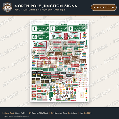 Alpine Railworks 30834N N Scale Roadside Signs - Christmas Town