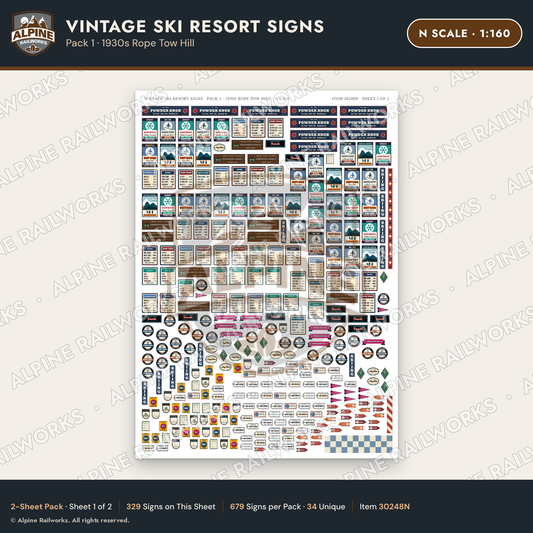 Alpine Railworks 30248N N Scale Vintage Ski Resort Signs