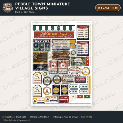 Alpine Railworks 31059O O Scale Roadside Signs - Miniature Village