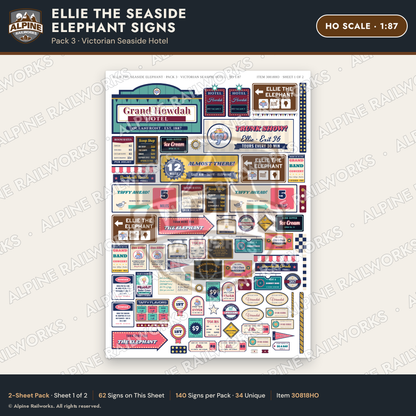 Alpine Railworks 30818HO HO Scale Roadside Signs - Elephant Building