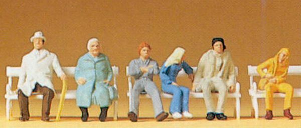 Preiser 14004 HO Scale Passengers -- Seated w/Bench