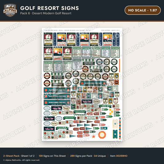 Alpine Railworks 30259HO HO Scale Golf Resort Signs